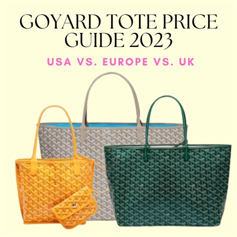 cost of goyard tote|goyard 2023 price list.